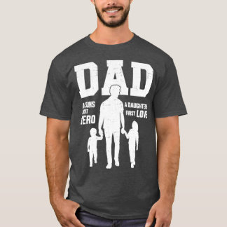 T-shirt Papa fils premier héros fille amour pour la fête d
