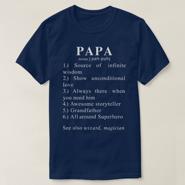 T-shirt Papa Funny Definition For Men And Father Day  (Design devant)