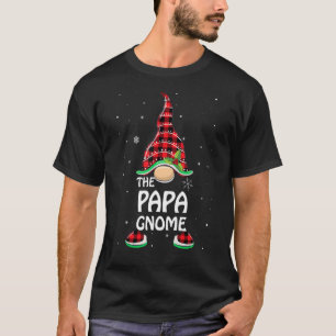 T-shirt Papa Gnome Buffalo Plaid Correspondant Famille Noë