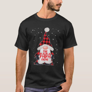 T-shirt Papa Gnome Red Plaid Xmas Matching Family Group Ch