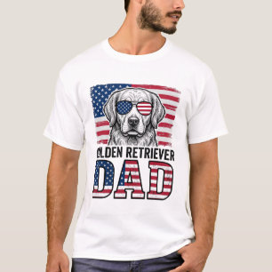 T-shirt Papa Golden Retriever Patriotique Vintage Chemise