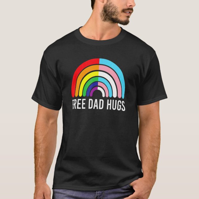 T-shirt Papa Gratuit Ennuis Transgenre Arc En Ciel Drapeau (Devant)