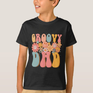 T-shirt Papa Groovy Rétro Fête des Pères Signe de Paix Col