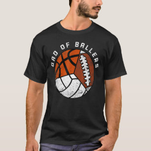T-shirt Papa Homme De Ballers   Volley-ball Basketball Foo