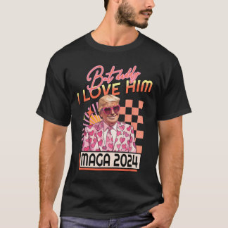 T-shirt Papa I Love Him Maga 2024 Donald Trump Retour 4e O