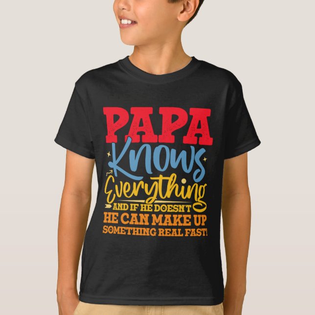 T-shirt Papa Know Everything Fathers Day Cool Father Funny (Devant)