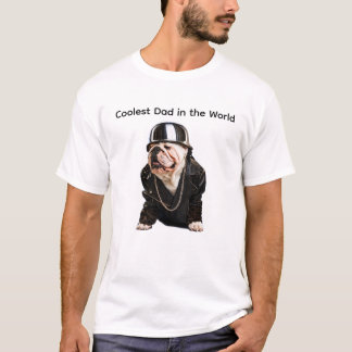 T-SHIRT PAPA LE PLUS COOL DU MONDE BOULEDOGUE ANGLAIS 