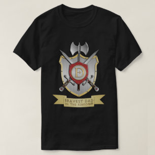 T-shirt Papa le plus courageux dans le royaume Crest