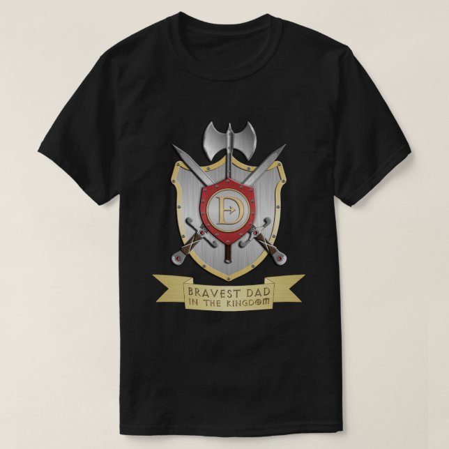T-shirt Papa le plus courageux dans le royaume Crest (Design devant)