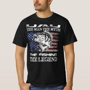 T-shirt Papa L'Homme Le Mythe La Légende de la pêche Drape