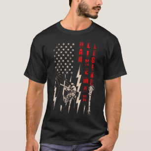 T-shirt Papa Lineman Légende Distressed Drapeau Cadeau Pat