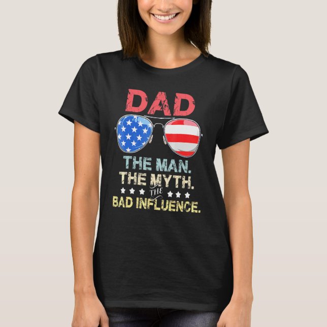 T-shirt Papa Lunettes de soleil Drapeau américain L'homme  (Devant)