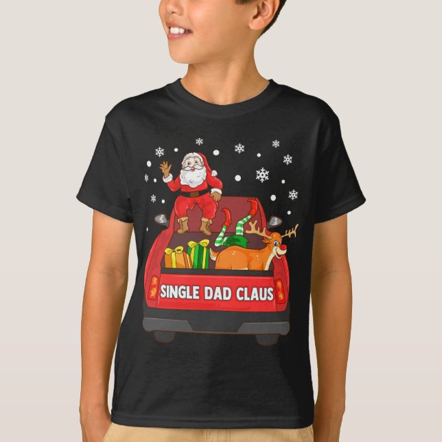 T-shirt Papa Noël camion rouge simple Santa Reindeer Elf C (Devant)