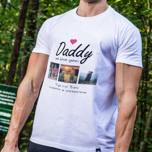 T-shirt Papa, nous t'aimons Script 3 Collage de photos pou