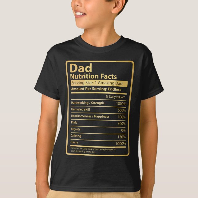 T-shirt Papa Nutrition Facts Fête des pères Cadeau pour pa (Devant)