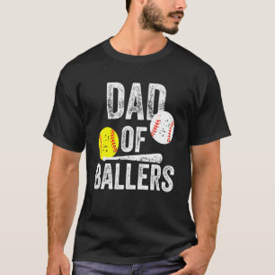 T-shirt Papa Of Ballers Baseball Softball Fathers Da