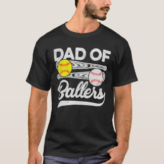 T-shirt Papa Of Ballers Fête des pères Baseball Softball P