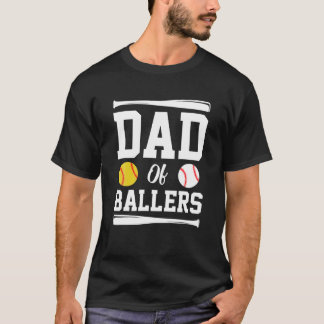 T-shirt Papa Of Ballers Fête des pères Cadeau softball Pap