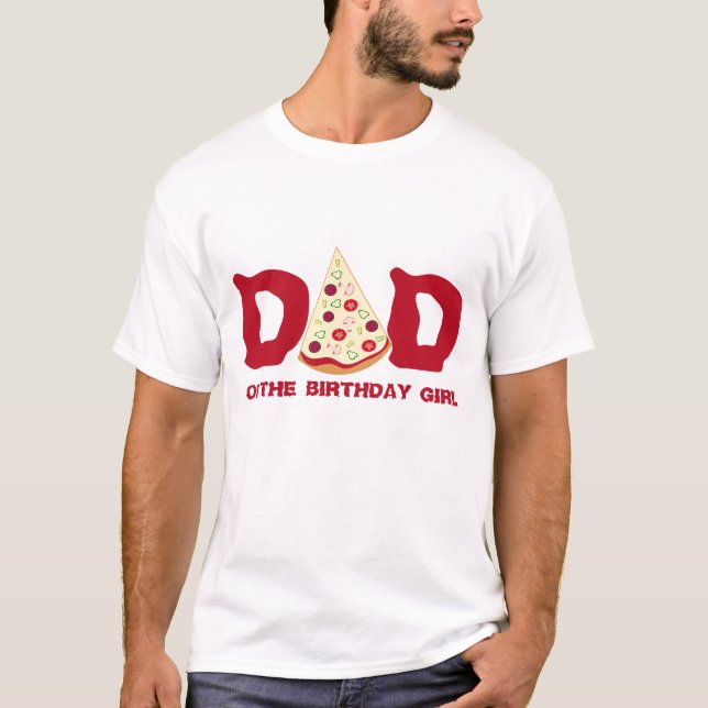 T-shirt Papa of Birthday Boy or Girl Pizza Birthday Party (Devant)