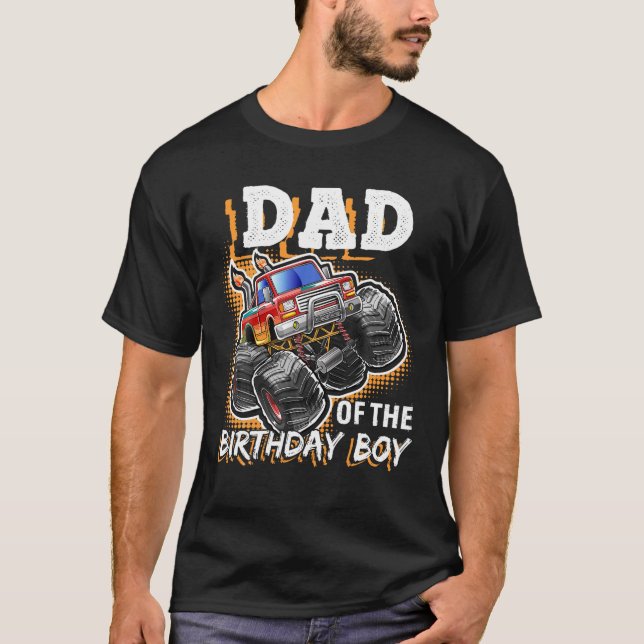 T-shirt Papa of the Birthday Boy Monster Truck Anniversair (Devant)