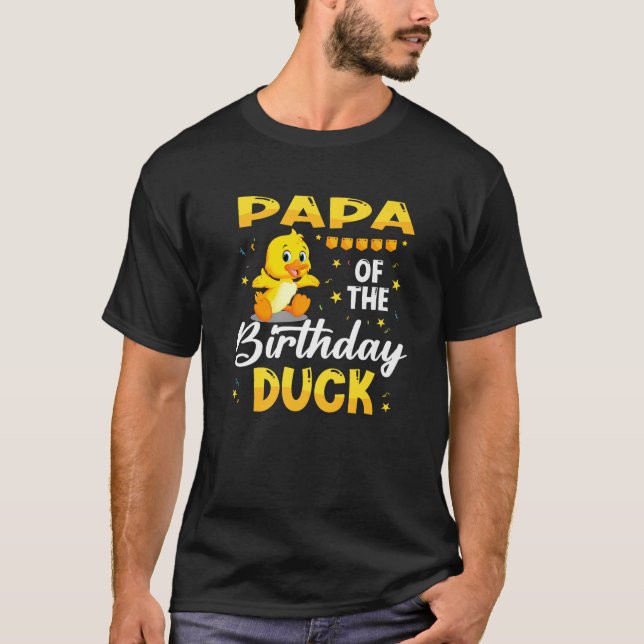 T-shirt Papa Of The Birthday Duck Yellow Kids Birthday Par (Devant)