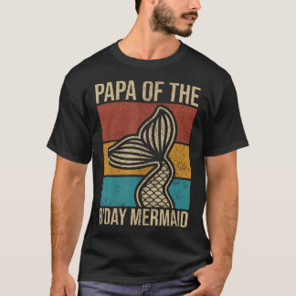 T-shirt Papa Of The Birthday Mermaid Party Vintage Dad Mer