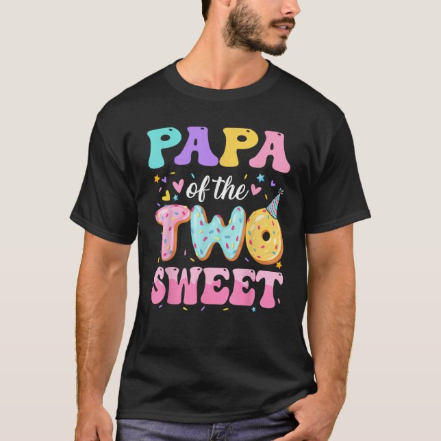 T-shirt Papa Of The Two Sweet 2nd Birthday Donut Bday Part (Devant)