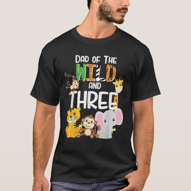 T-shirt Papa Of The Wild Et Trois Zoo Thème Anniversaire S (Devant)