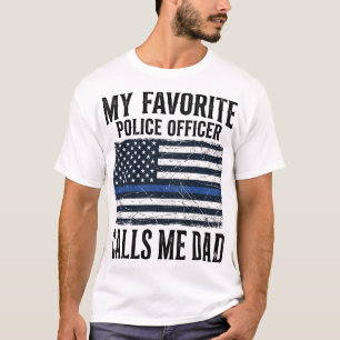 T-shirt Papa officier de police ligne bleue mince vecteur 