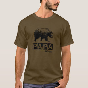 T-shirt Papa Ours Grunge Depuis Année De Paternité, Noir