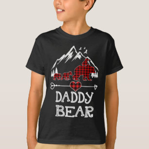 T-shirt Papa Ours Pajama de Noël Buffle Rouge Plaid Fami