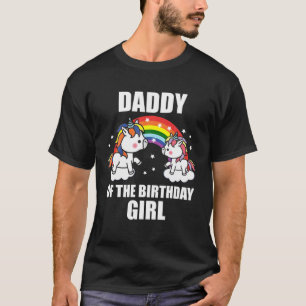 T-shirt Papa Papa Papa Daddy Of Birthday Girl Funny Unicor