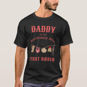 T-shirt Papa Papa Premier Rodéo 1Anniversaire Cowboy Famil