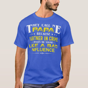 T-shirt Papa Partenaire Dans Crime Drôle Grandpa Cadeaux C