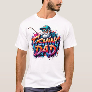 T-shirt Papa Pêcheur Citation Graffiti de Pêche