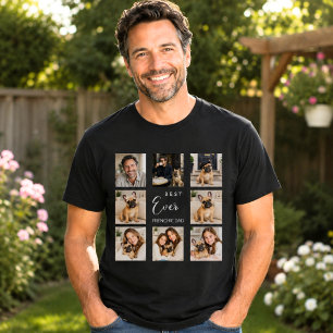 T-shirt Papa père Bouledogue Français photo collage noir