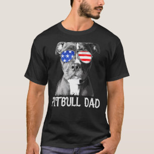 T-shirt Papa Pitbull Américain Drapeau Américain Chien Pat