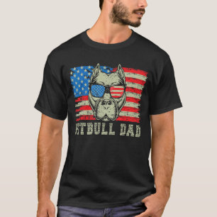 T-shirt Papa Pitbull Drôle Américain Pit Bull Chien Drapea