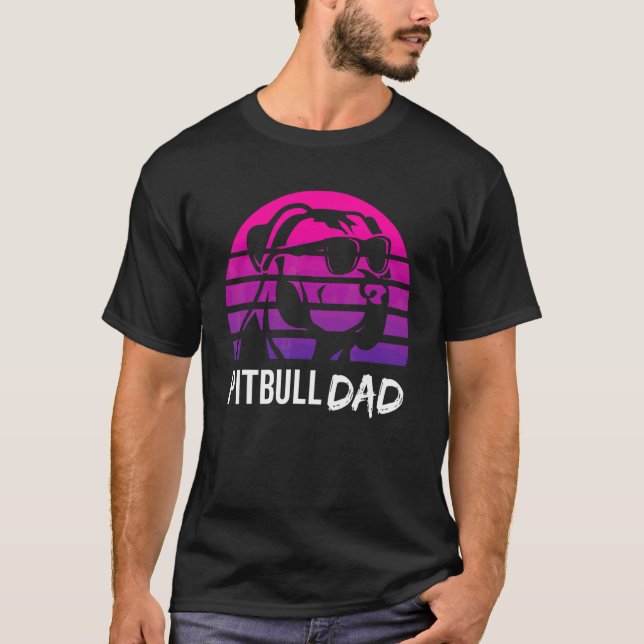 T-shirt Papa Pitbull  Rétro Pitbull Chien Des Années 80 (Devant)