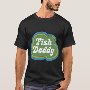 T-shirt Papa Poisson (Vert sur Bleu)