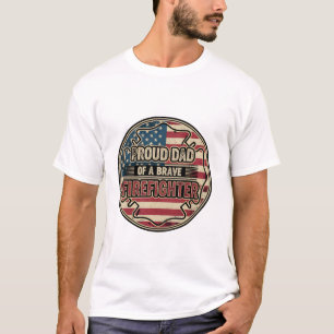 T-shirt Papa pompier drapeau américain vintage en détresse