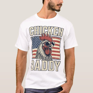 T-shirt Papa Poule Coq Vintage Patriotique