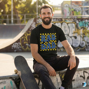 T-shirt Papa Radical Rétro Damier Bleu Style 90 pour la Fê