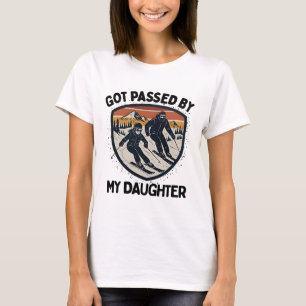 T-shirt Papa rétro dépassé par ma fille en ski, papa drôle