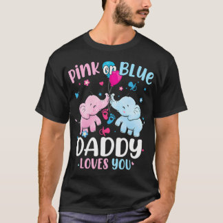 T-shirt Papa Rose Ou Bleu Vous Aime Genre Révéler Éléphant