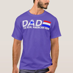 T-shirt Papa Rouge Blanc et Bleu Le Véritable Héros Améric
