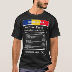 T-shirt Papa roumain Nutrition Facts Fête des pères Cade