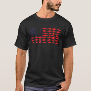 T-shirt Papa salé Pêche en eau salée Drapeau américain Océ