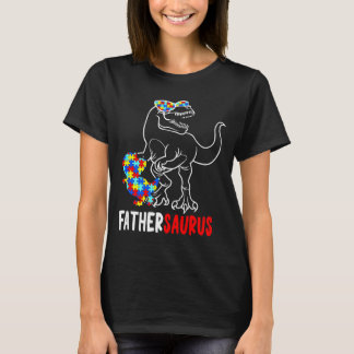 T-shirt Papa Saurus T Rex Dinosaure Autisme Sensibilisatio