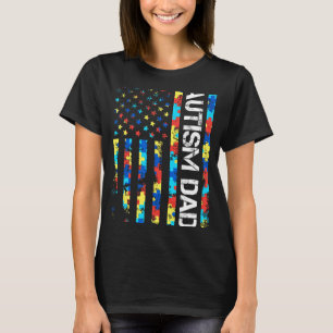 T-shirt Papa sensibilisation à l'autisme Drapeau américain